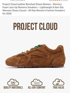 Project Cloud Brown Suede Sneakers with White and Green Laces